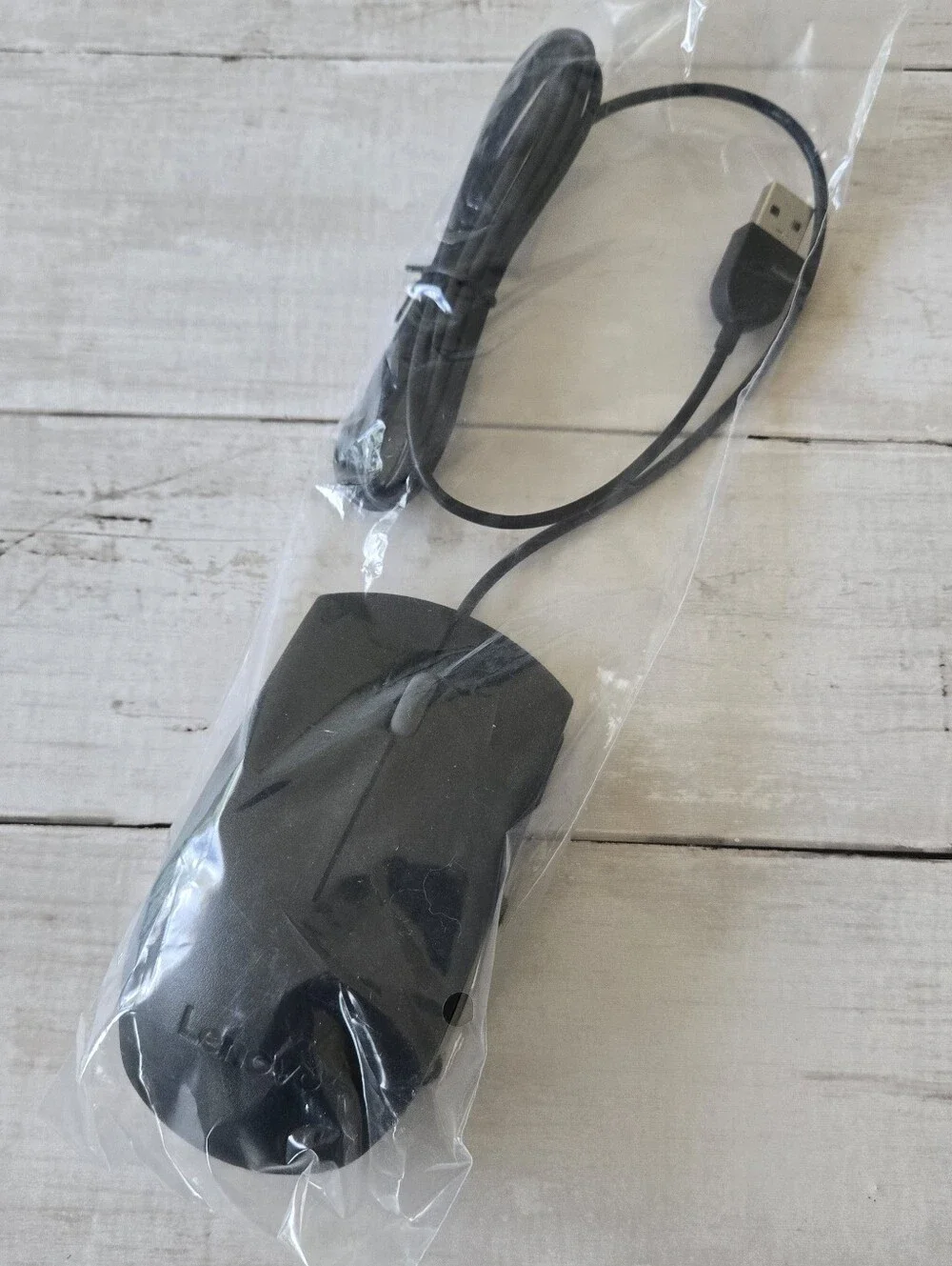 Lenovo Black Wired USB Optical Mouse with Scroll Wheel